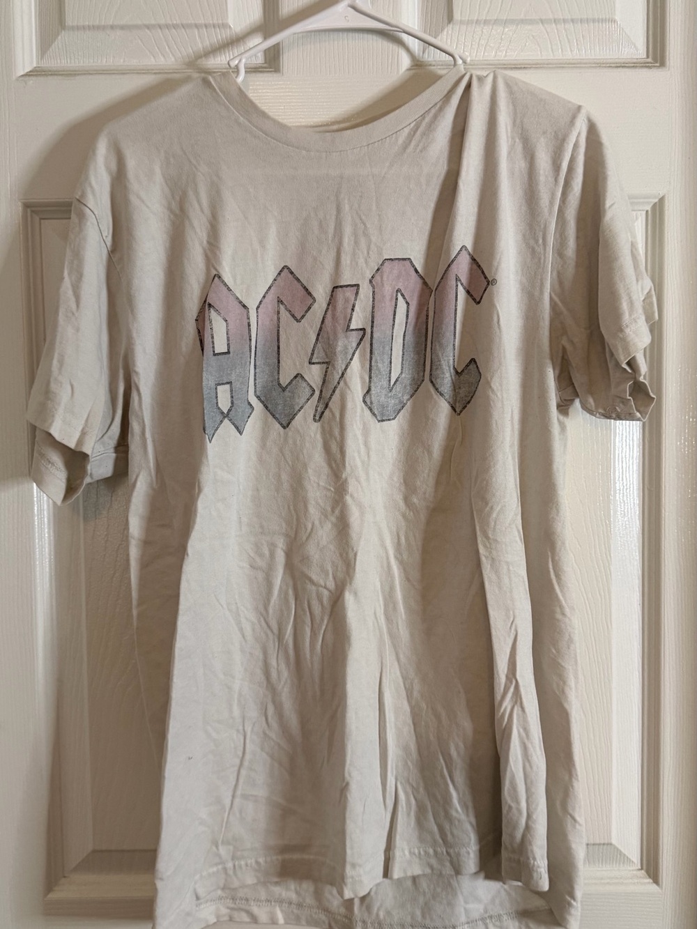 AC/DC Kids Light Beige Graphic Tee with Faded Logo